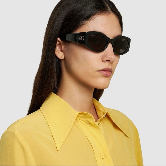 💯 Original Gucci Monogram Acetate Cat-Eye Sunglasses - Picture 3 of 16